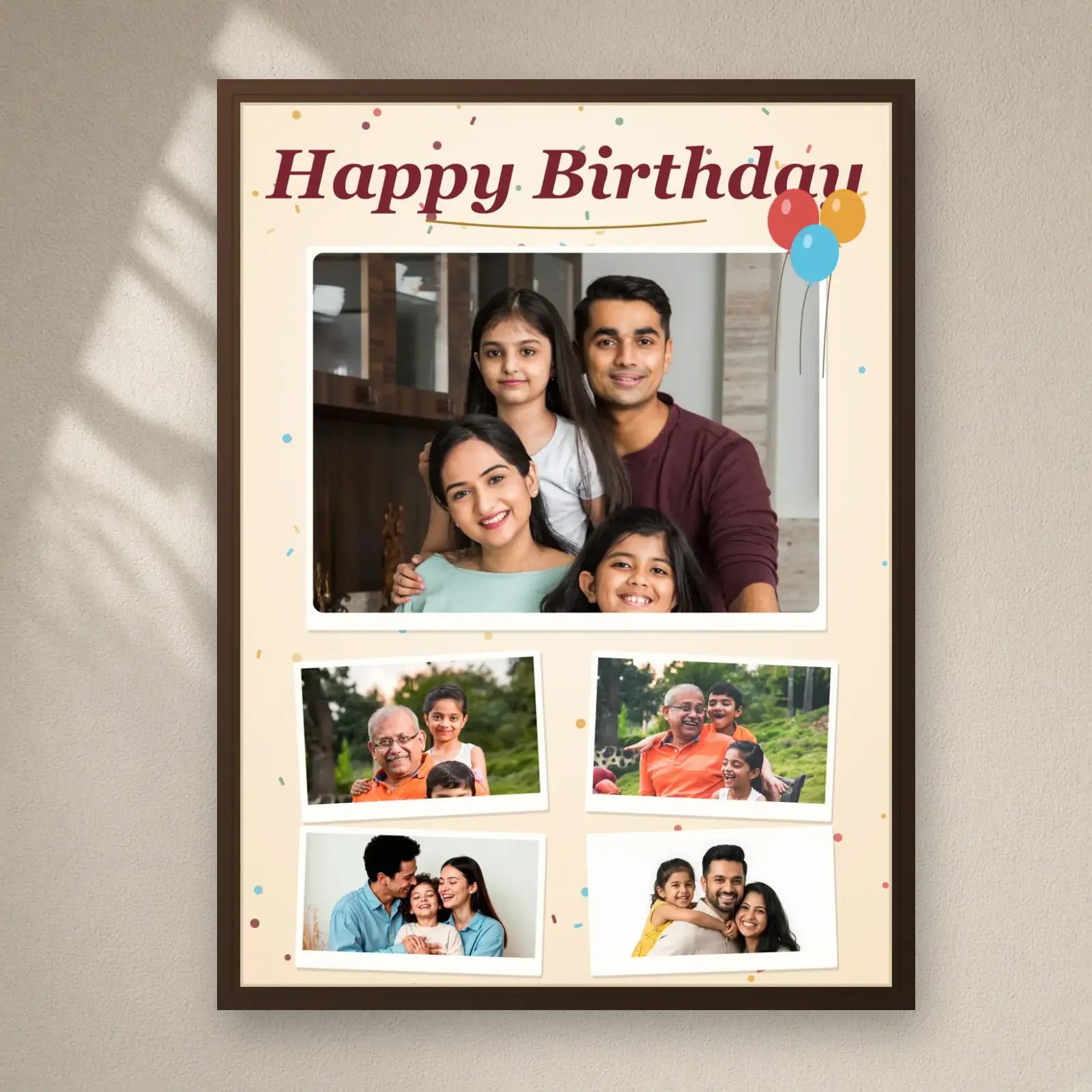 Personalised Birthday Collage Frame on a plain wall