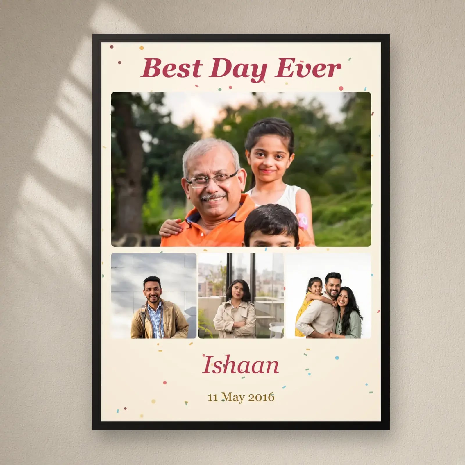 Best Day Ever Birthday Collage — 4 Photos on a plain wall