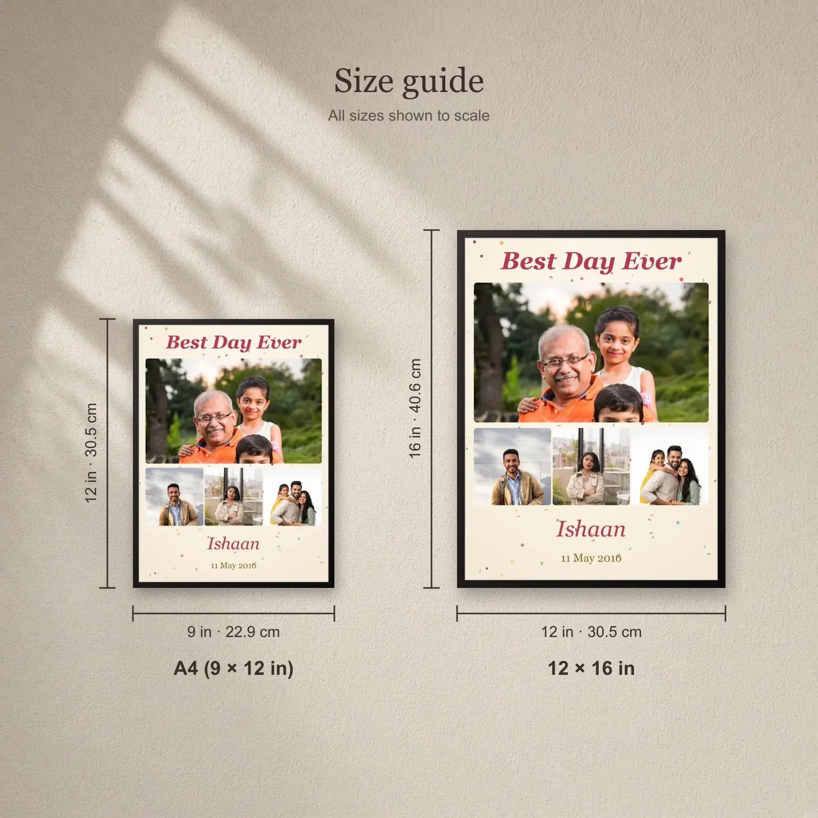 Best Day Ever Birthday Collage — 4 Photos size guide: A4 (9 × 12 in), 12 × 16 in