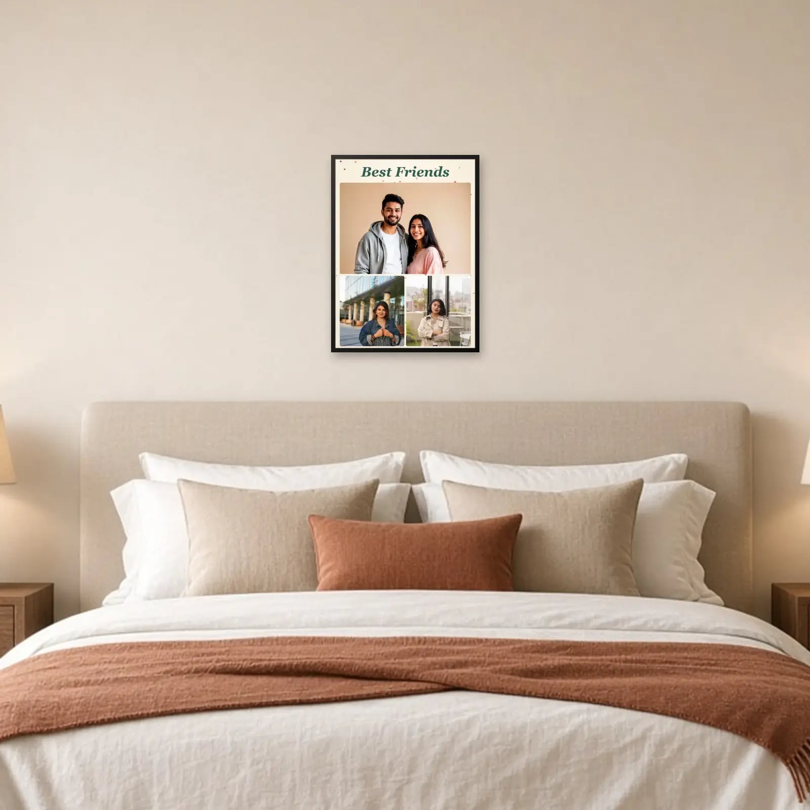 Best Friends Collage Frame — 3 Photos above a bed