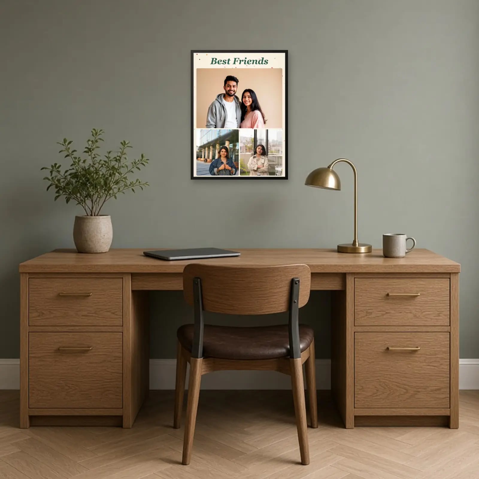 Best Friends Collage Frame — 3 Photos above a desk