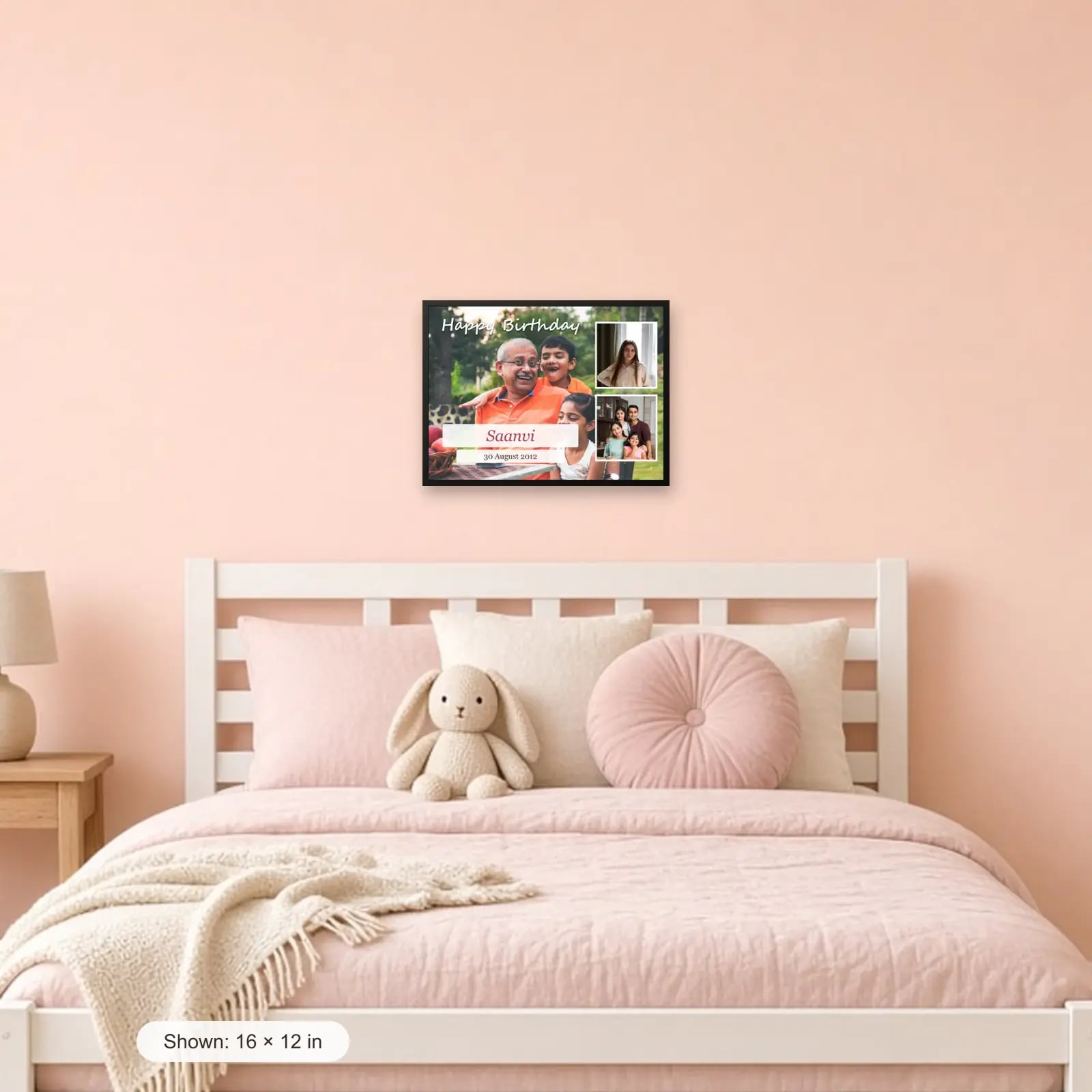 Happy Birthday Landscape Frame — 3 Photos in a kids room
