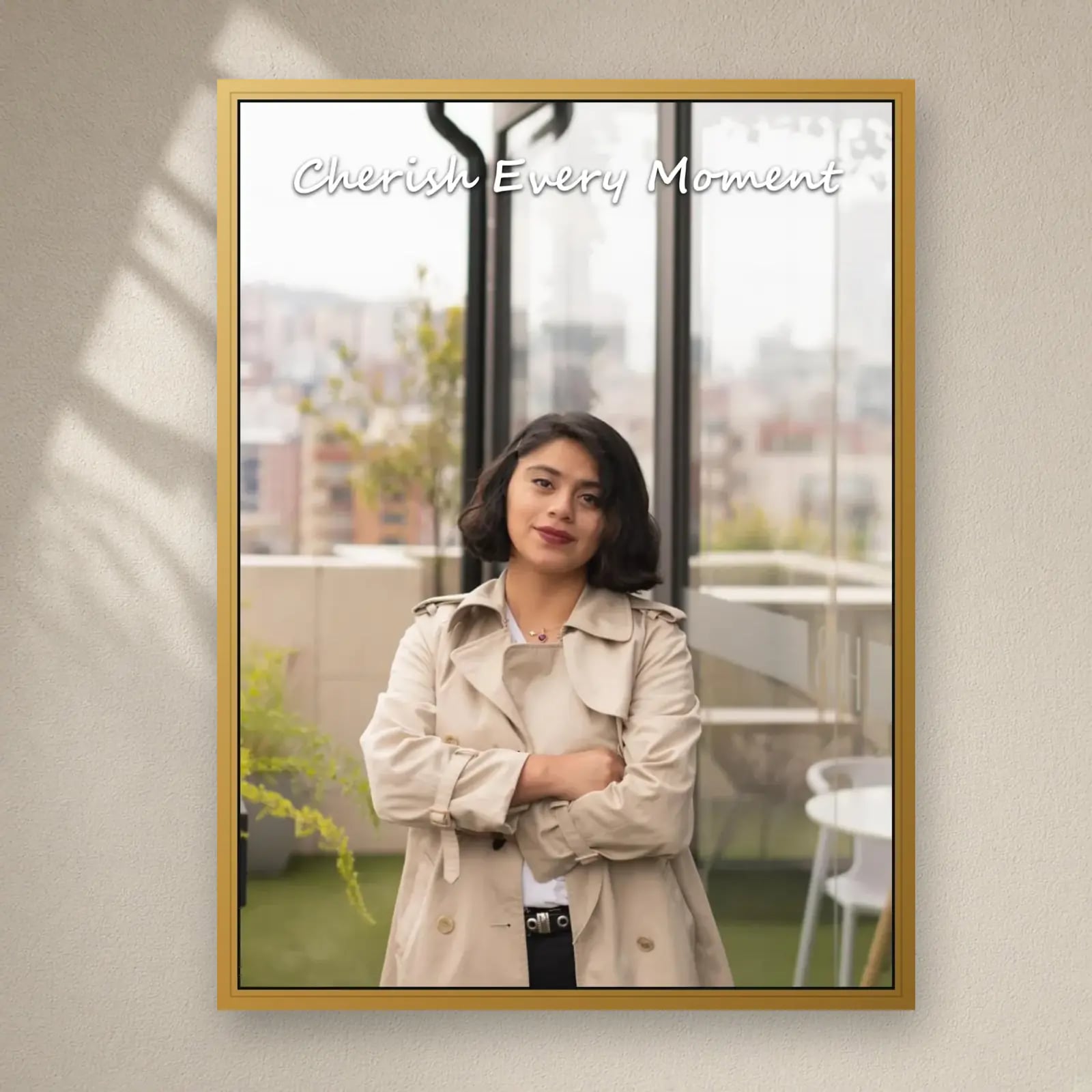 Cherish Every Moment Photo Frame on a plain wall