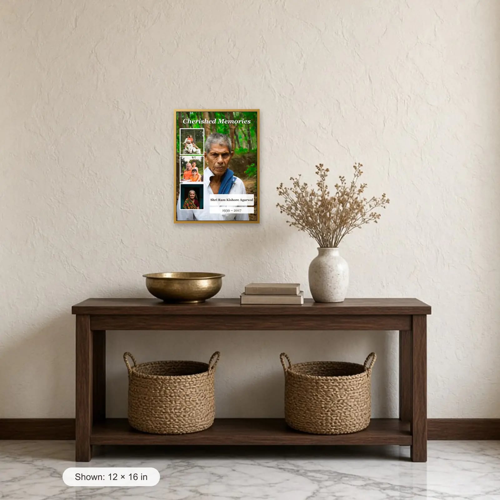 Cherished Memories Memorial Frame — 4 Photos above a console table