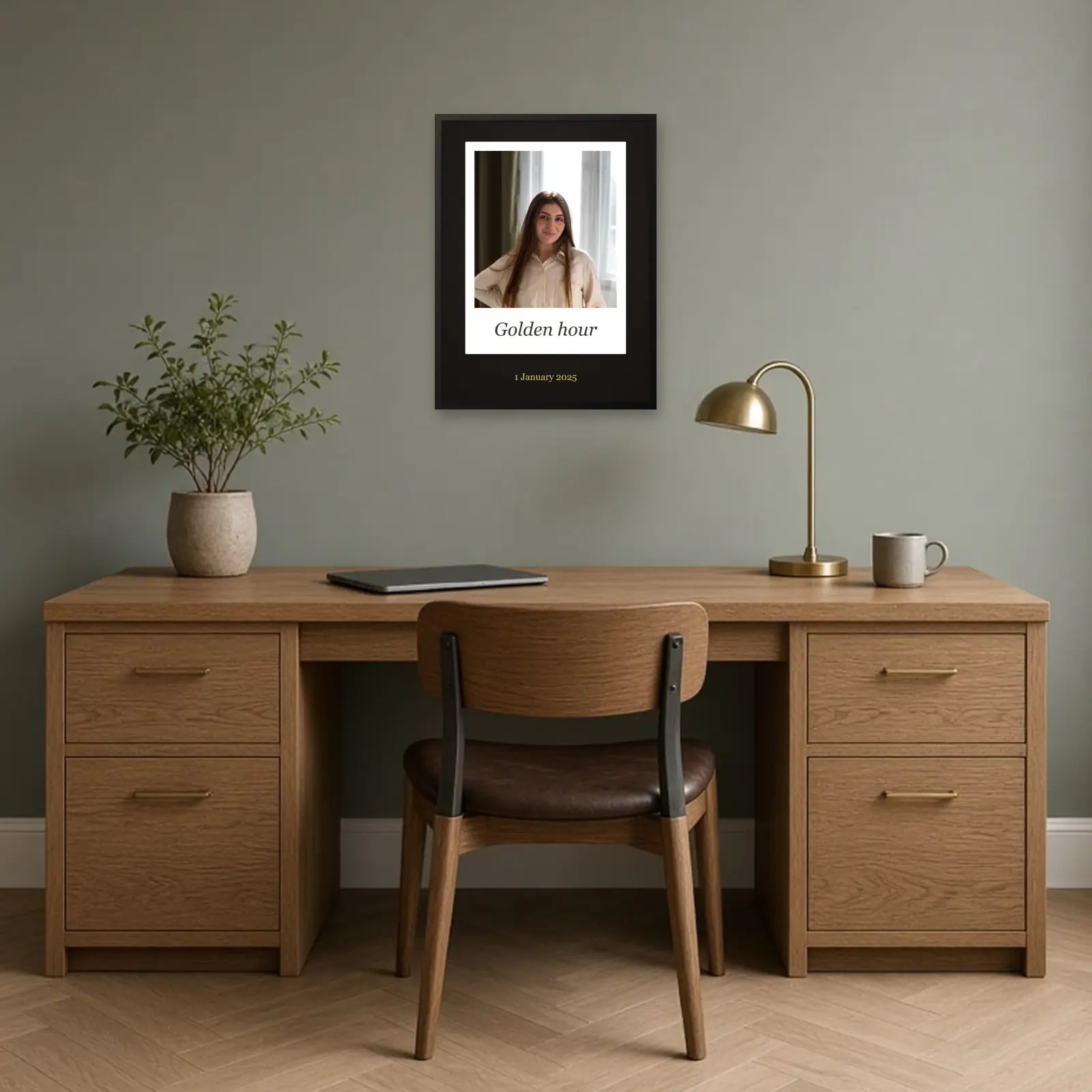 Gallery Card Photo Frame above a desk