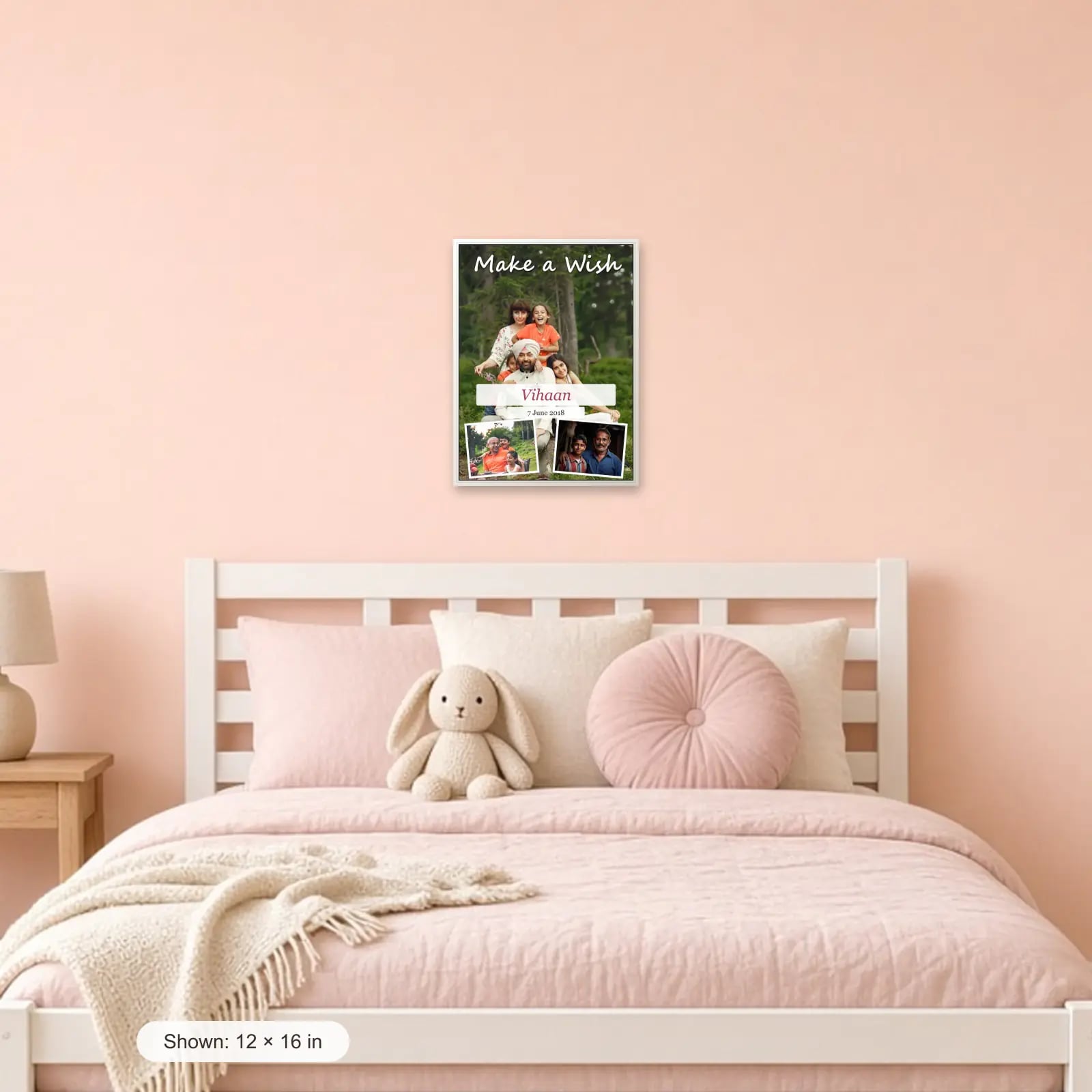 Make a Wish Birthday Frame — 3 Photos in a kids room